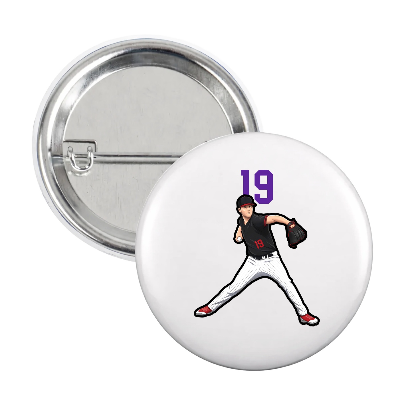 Game Day Button — Number Top in White