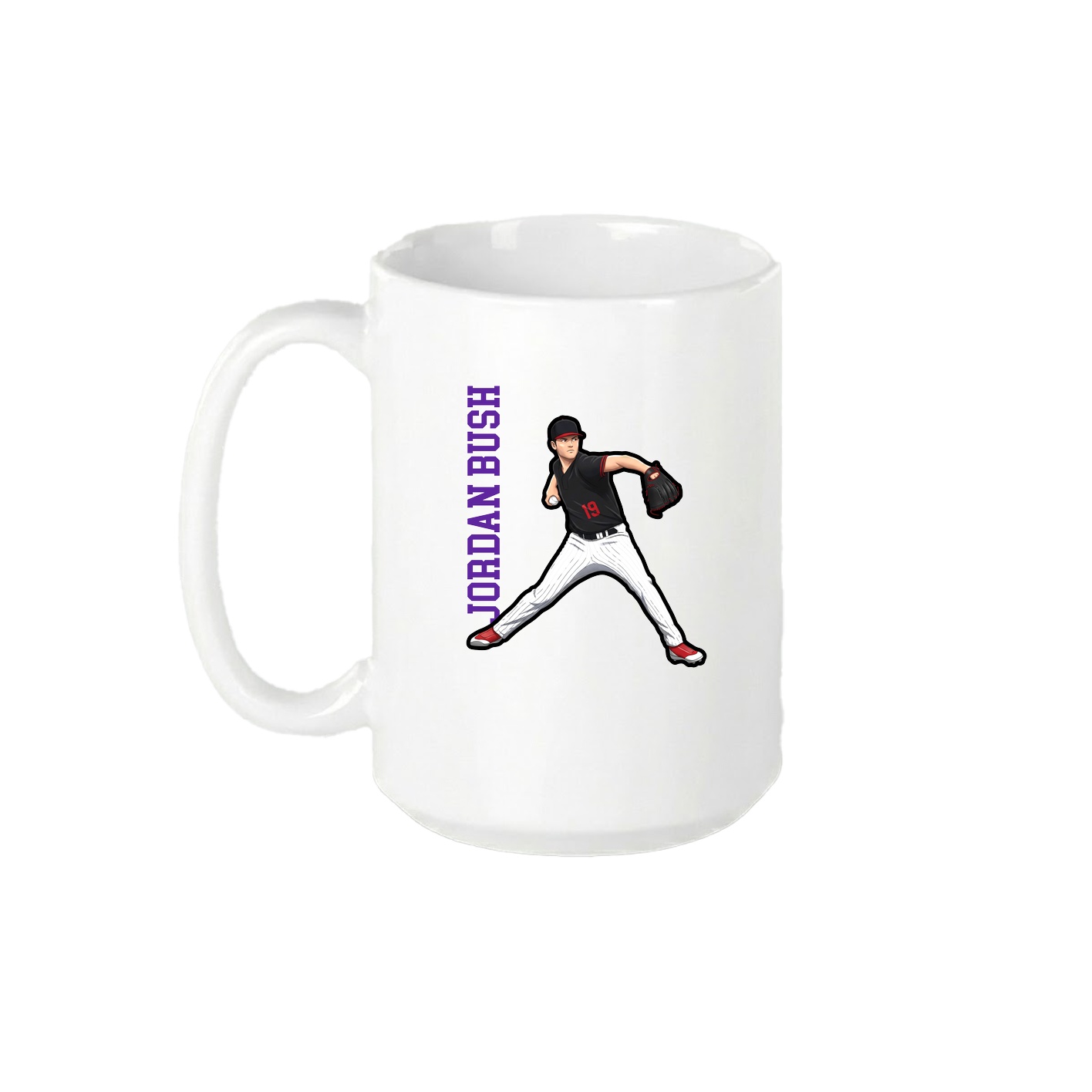 15oz Coffee Mug — Name Vertical in White
