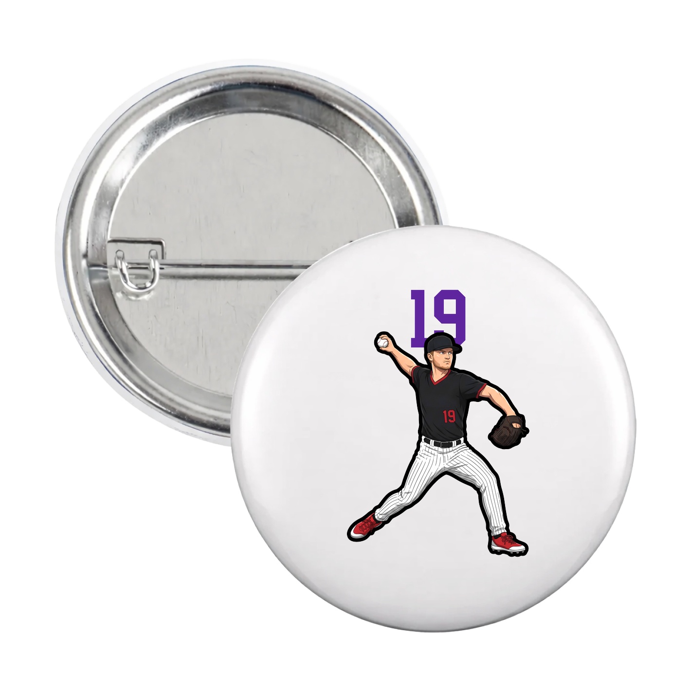Game Day Button — Number Top in White