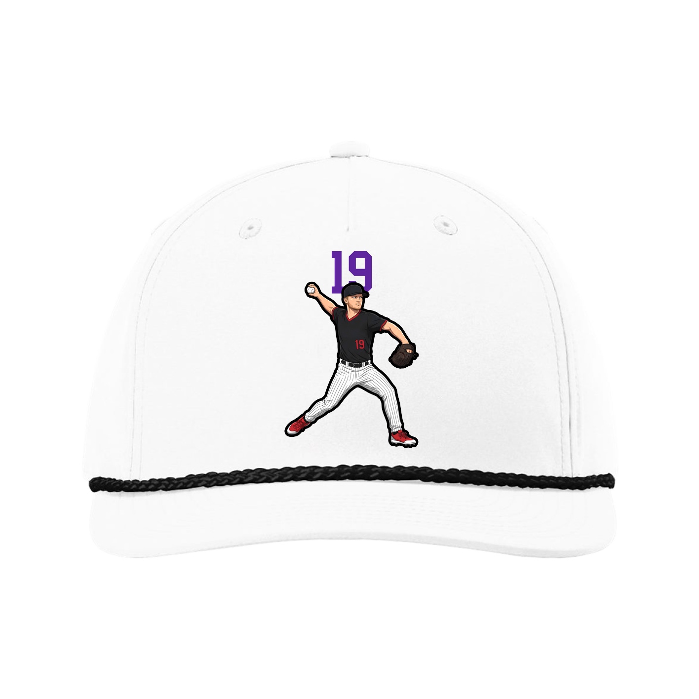 Five-Panel Classic Rope Cap — Number Top in White