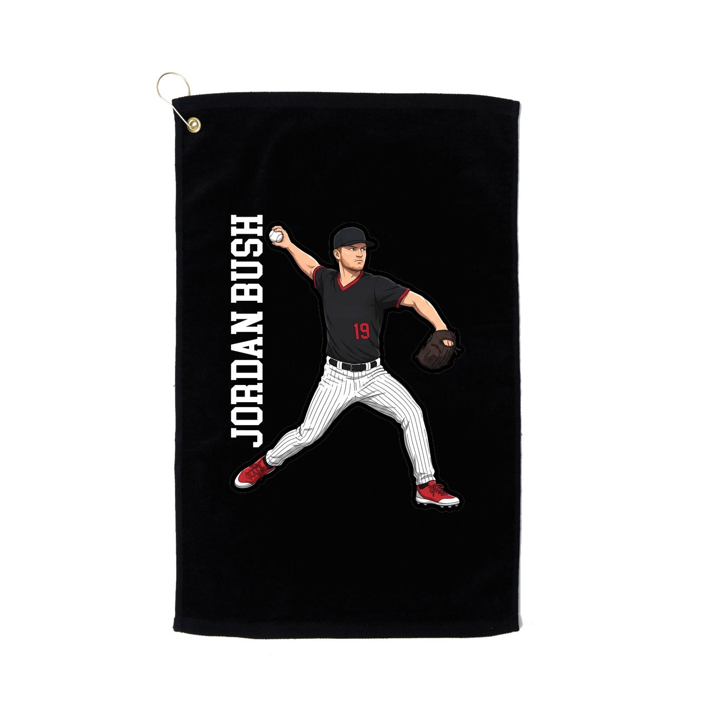 Golf Towel — Name Vertical in Black