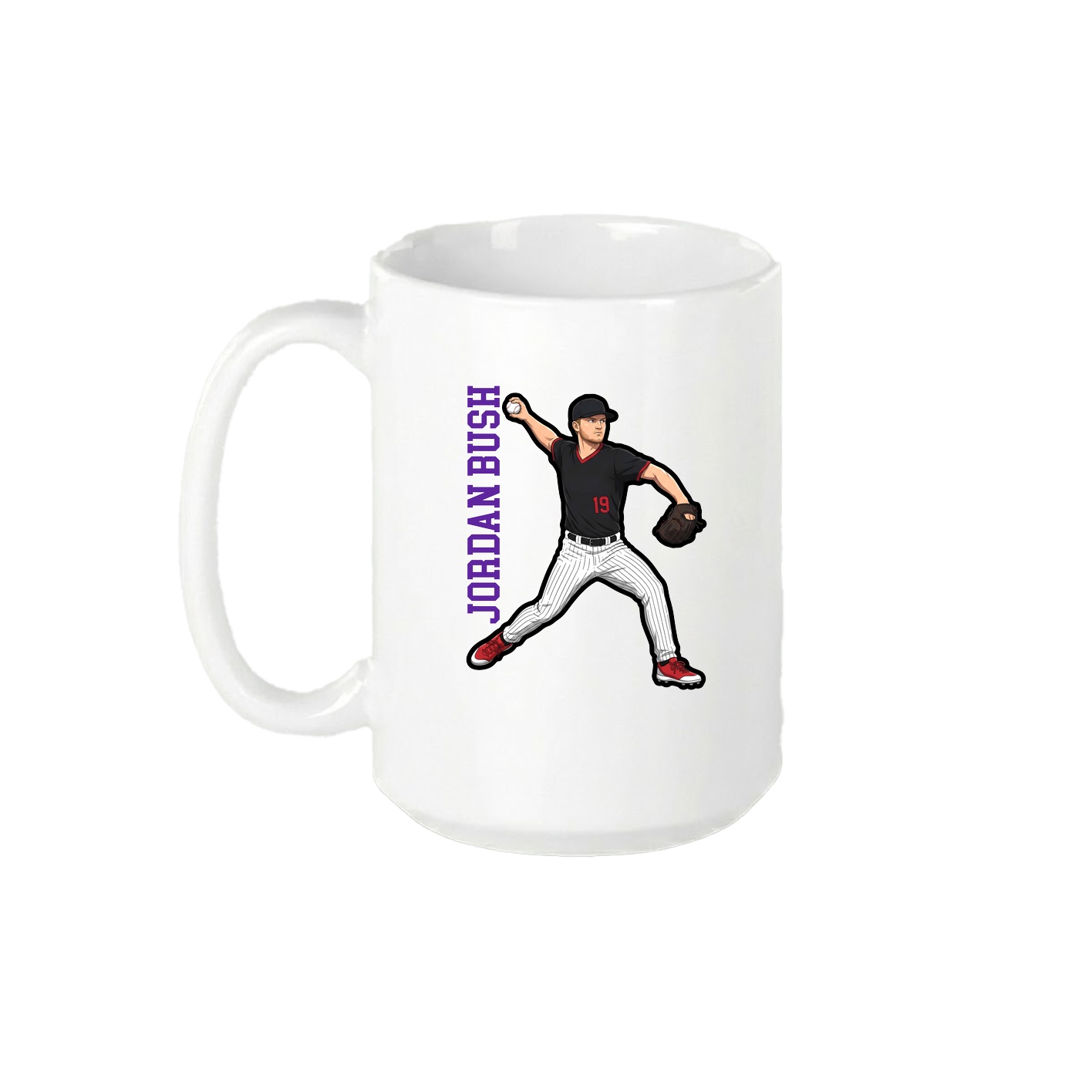 15oz Coffee Mug — Name Vertical in White
