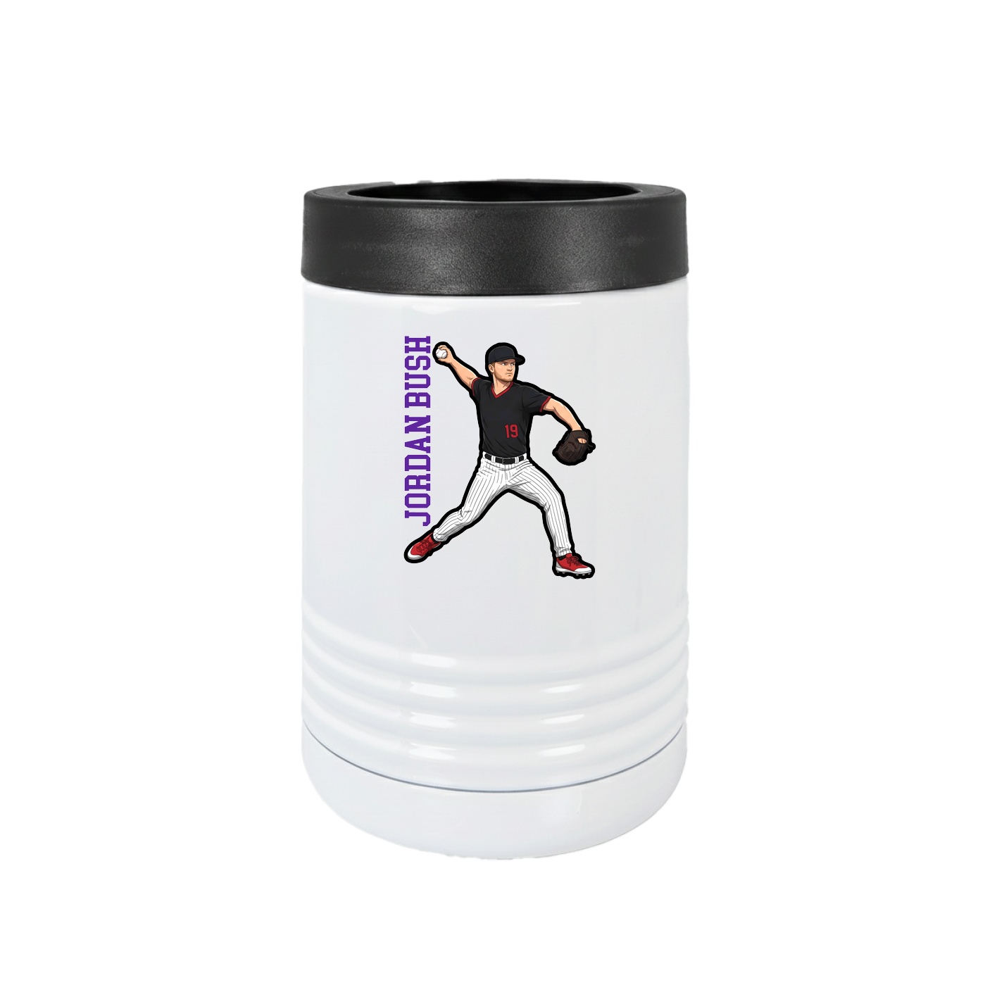 Beverage Holder — Name Vertical in White