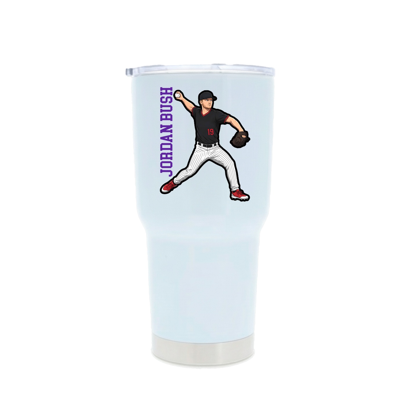 30oz Stainless Steel Tumbler — Name Vertical in White