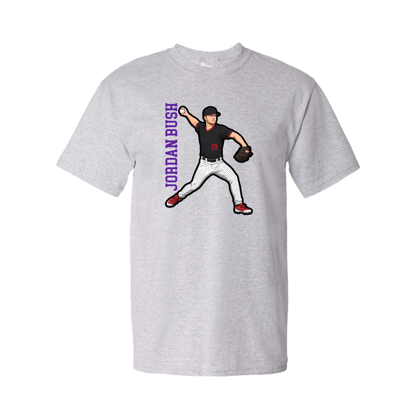 Youth Tee — Name Vertical in Grey