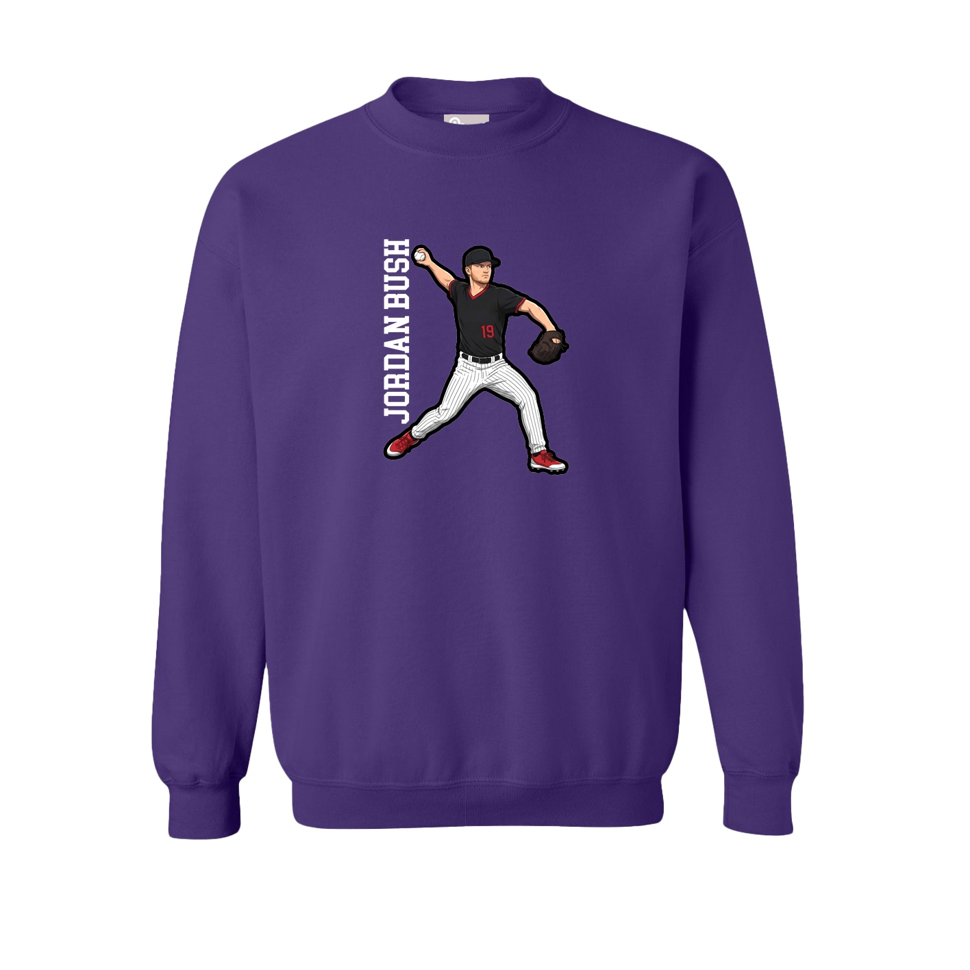 Fleece Crew — Name Vertical in Purple