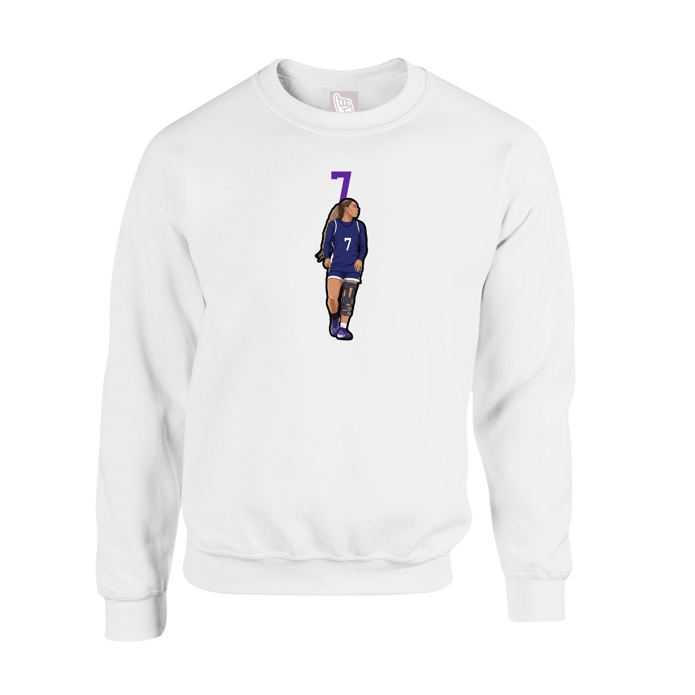 Fleece Crew — Number Top in White