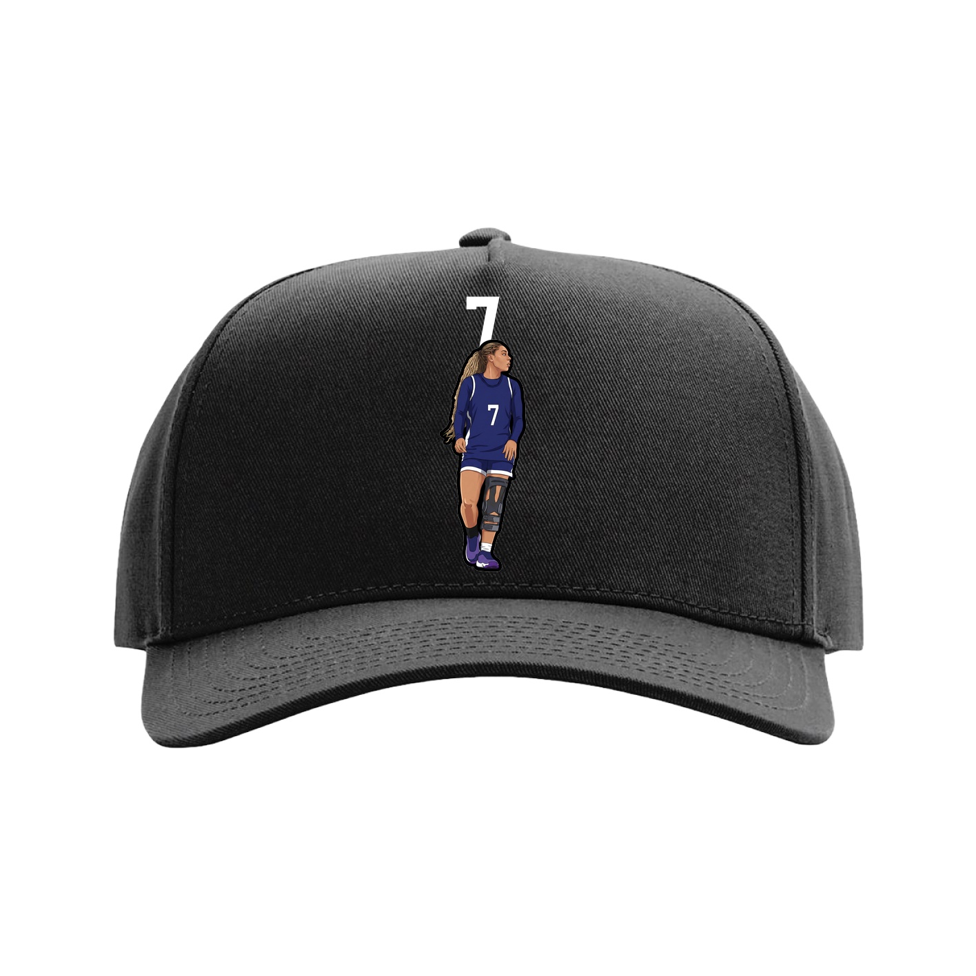 Full Fabric Five-Panel Champ Cap — Number Top in Black