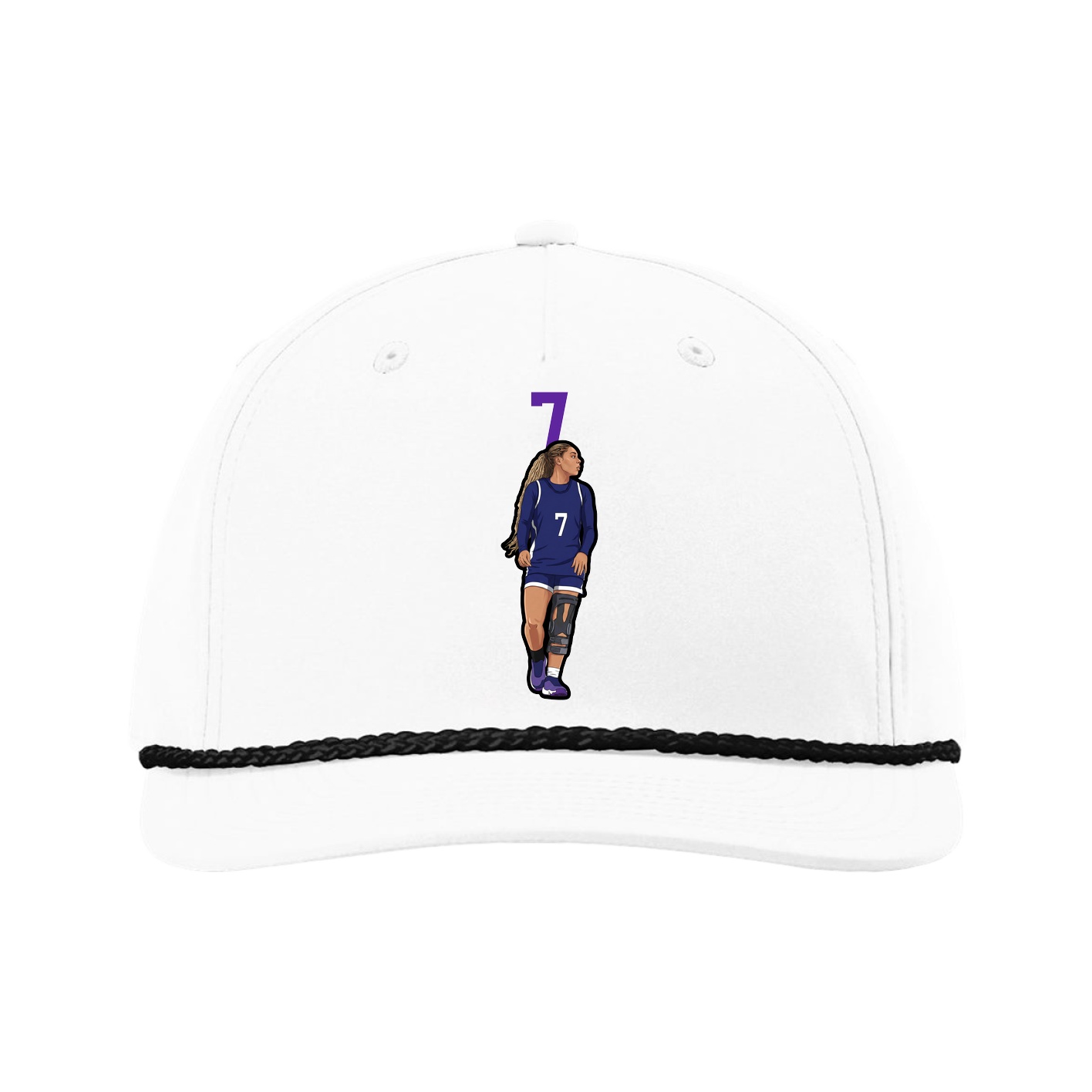 Five-Panel Classic Rope Cap — Number Top in White