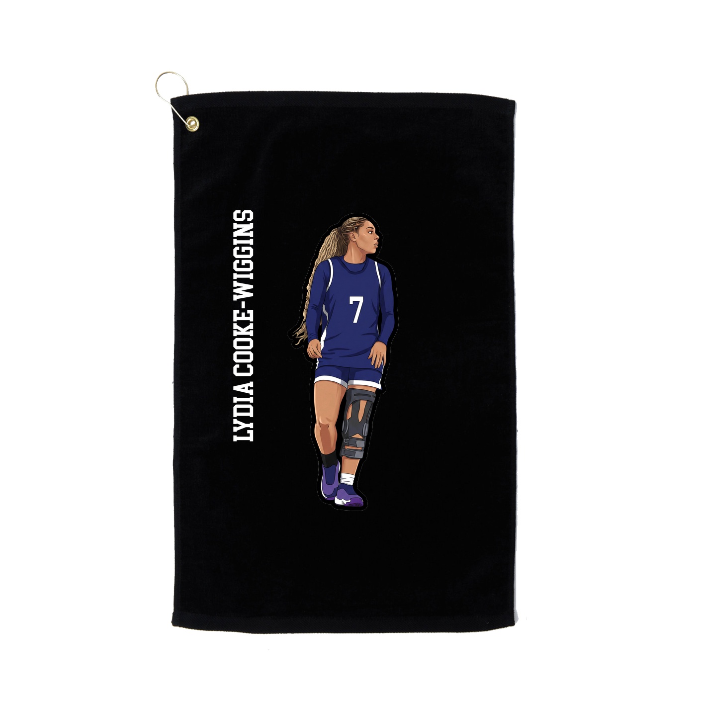 Golf Towel — Name Vertical in Black