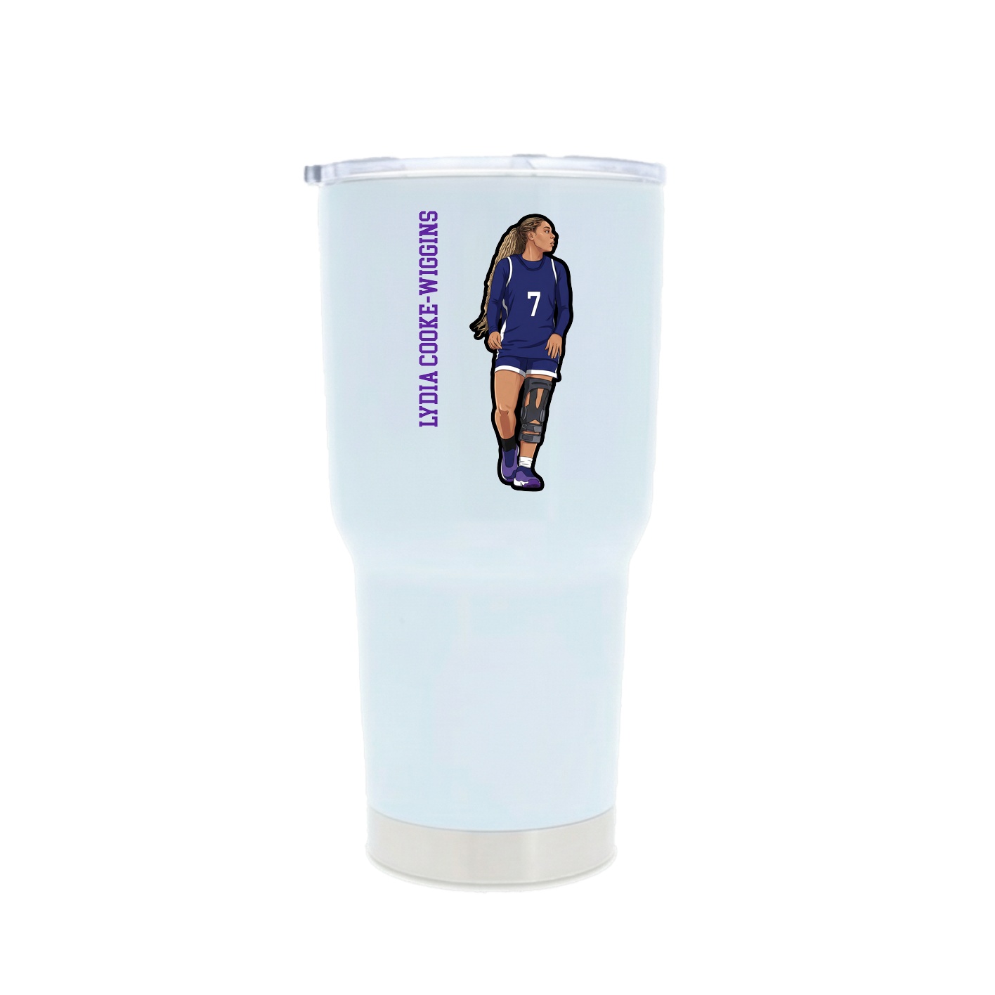30oz Stainless Steel Tumbler — Name Vertical in White