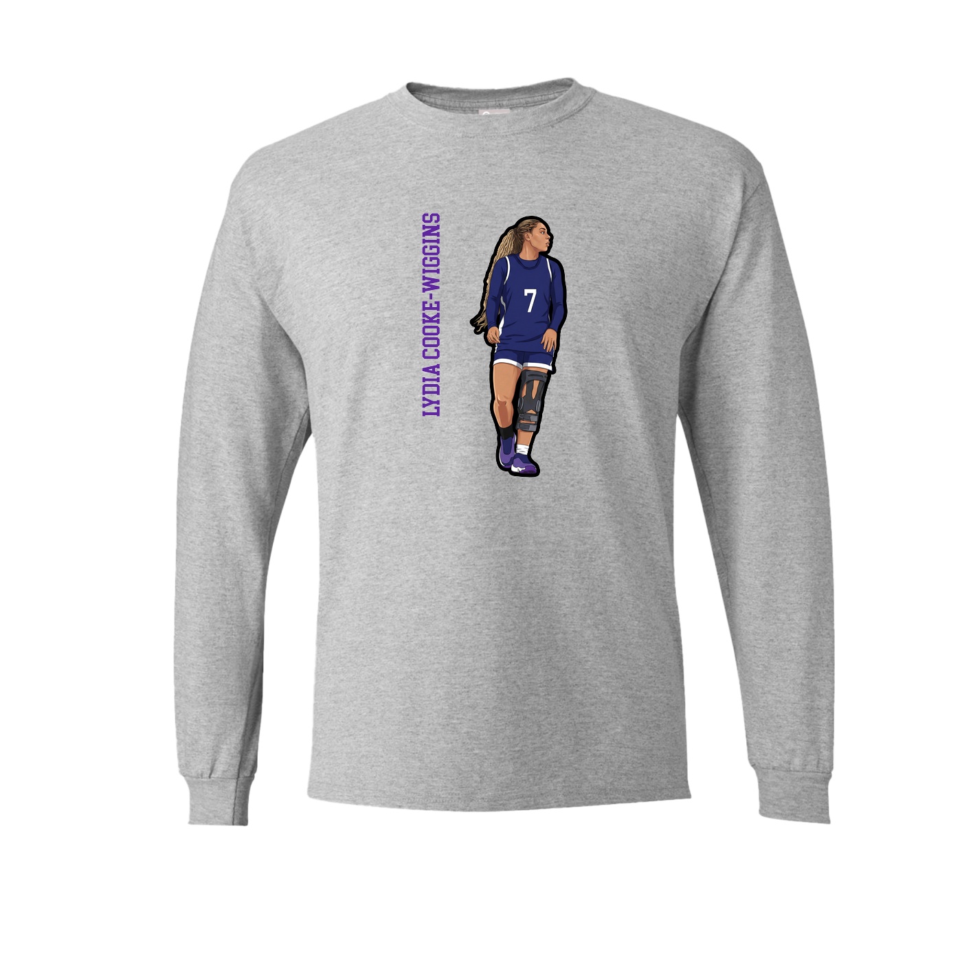 Long Sleeve Tee — Name Vertical in Grey
