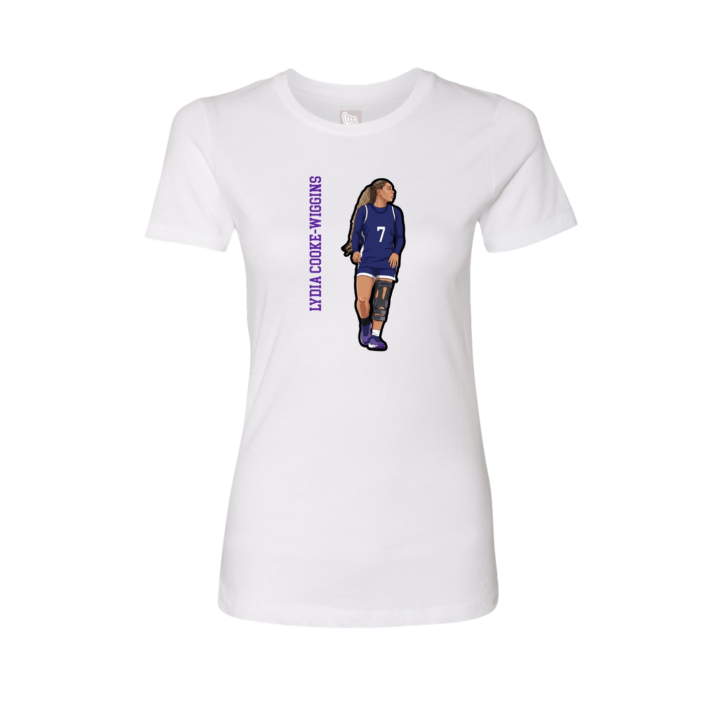 Fitted Women's Tee — Name Vertical in White