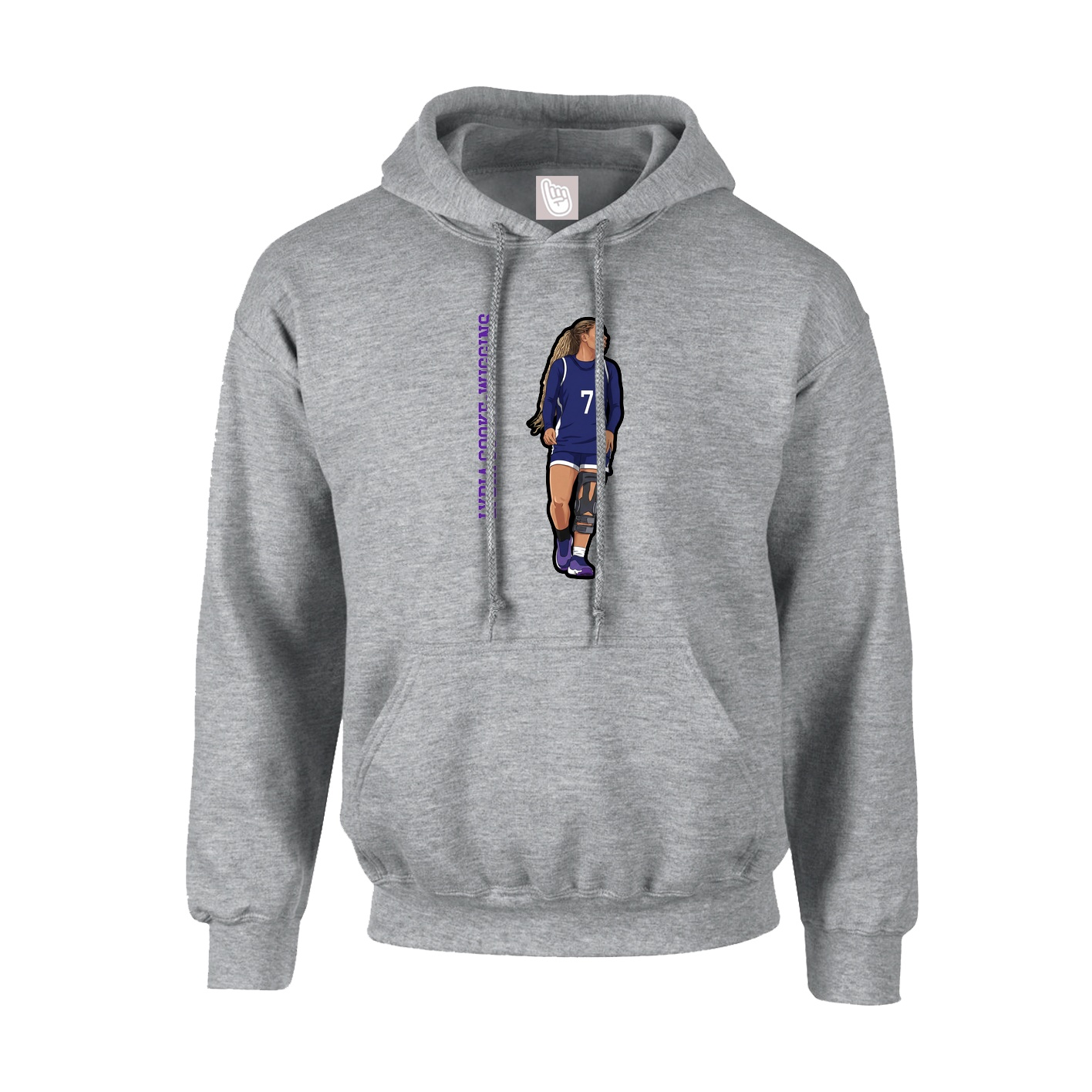 Hoodie — Name Vertical in Grey