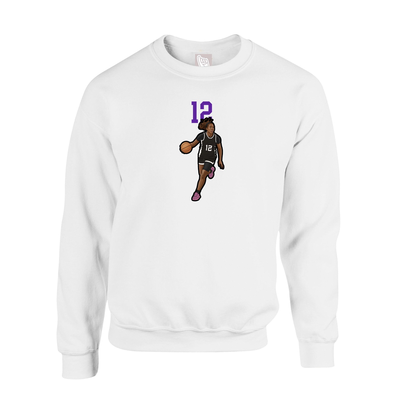 Fleece Crew — Number Top in White