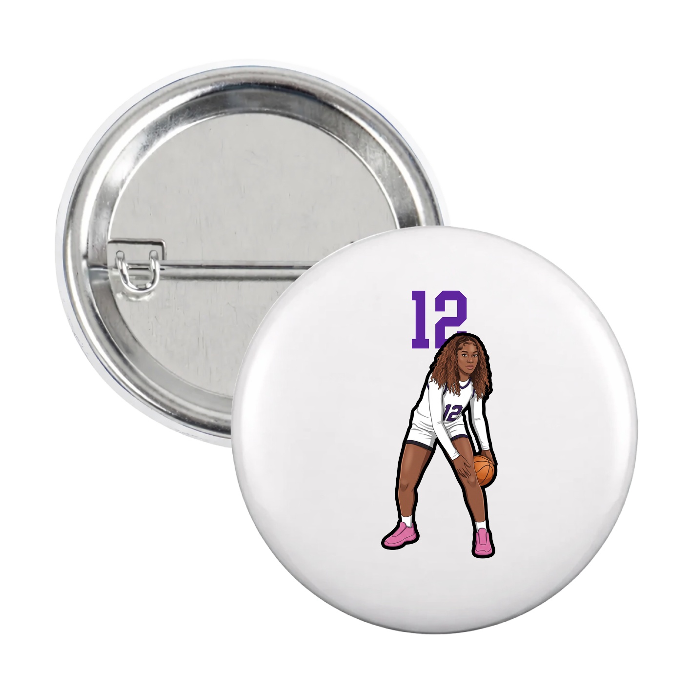 Game Day Button — Number Top in White