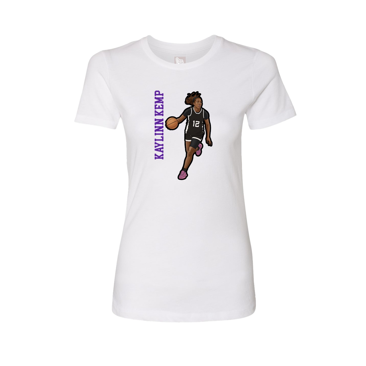 Fitted Women's Tee — Name Vertical in White