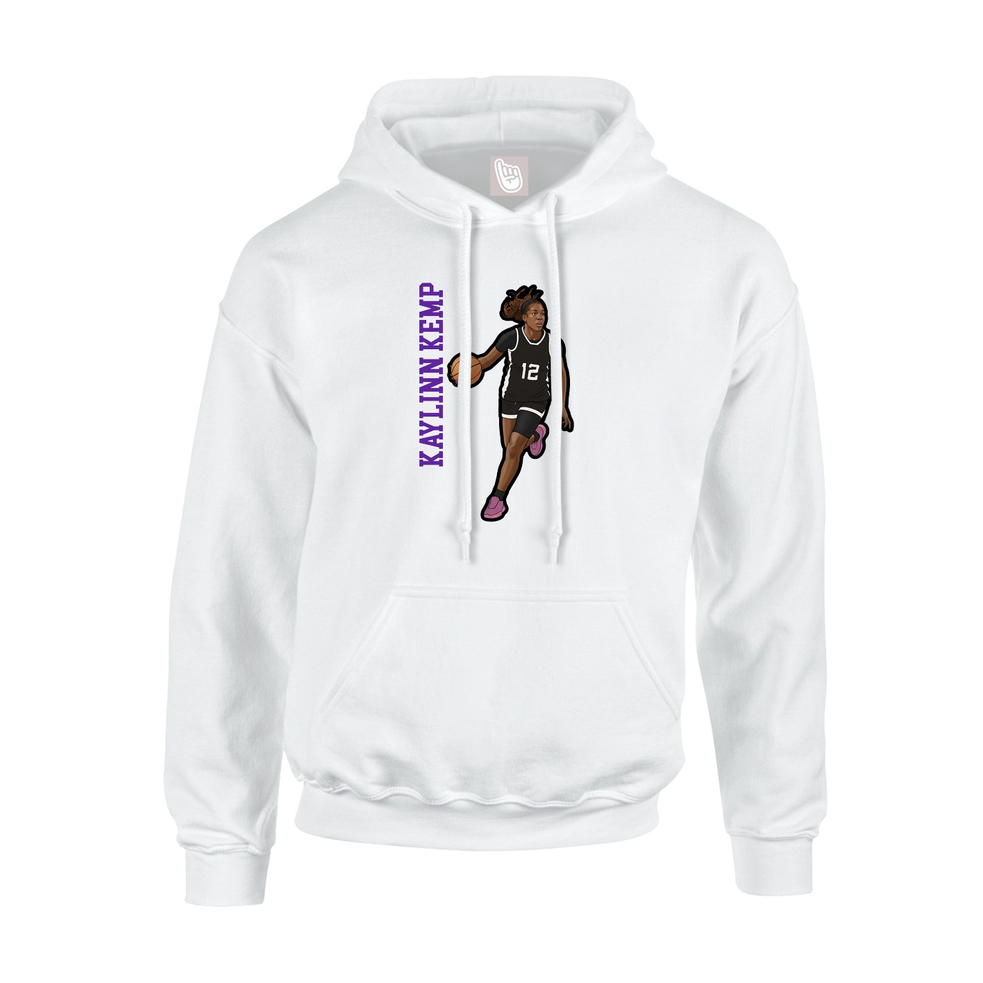 Youth Hoodie — Name Vertical in White