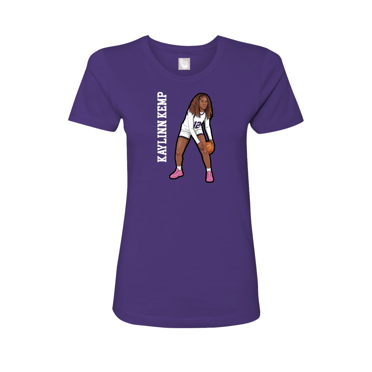 Fitted Women's Tee — Name Vertical in Purple