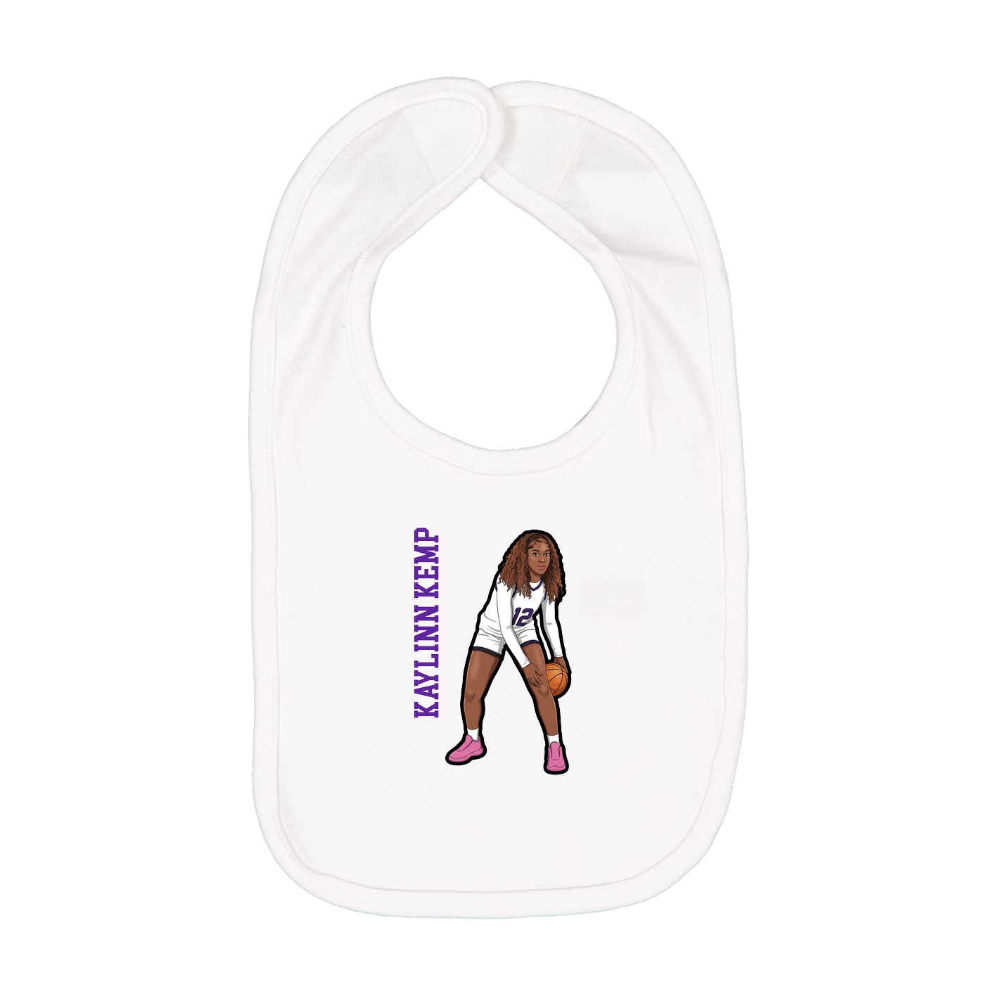 Infant Bib — Name Vertical in White