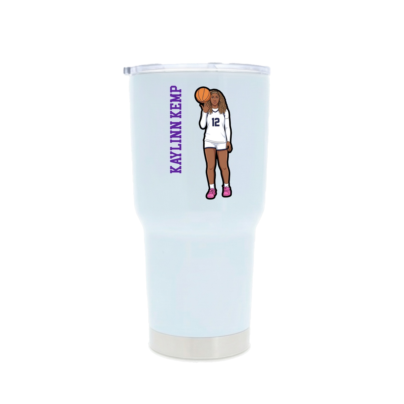 30oz Stainless Steel Tumbler — Name Vertical in White