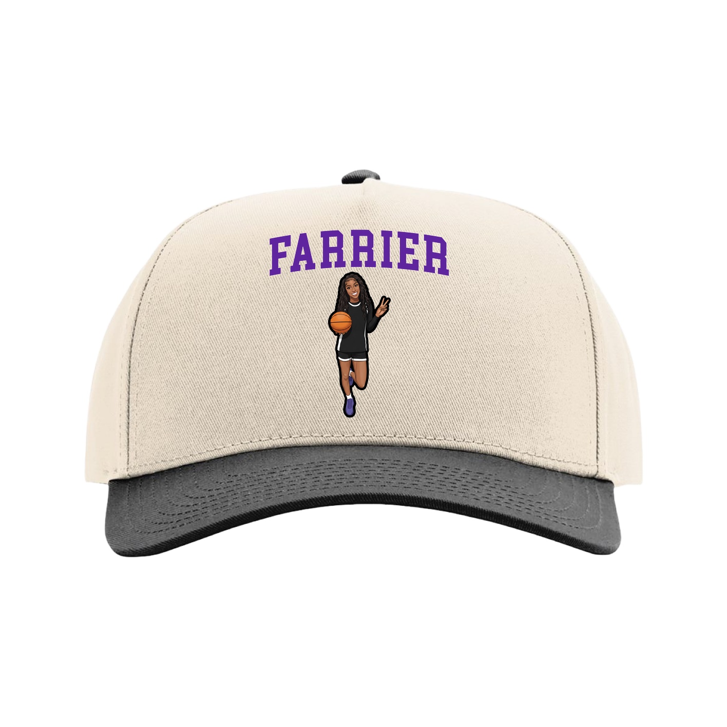 Full Fabric Five-Panel Champ Cap — Shirsey in Cream/Black