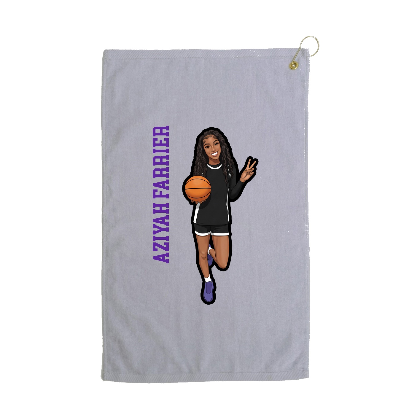 Golf Towel — Name Vertical in Grey
