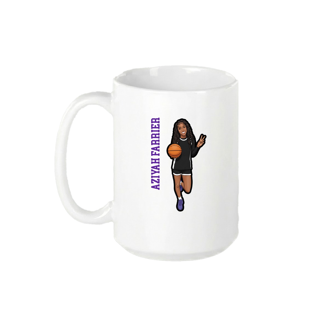 15oz Coffee Mug — Name Vertical in White