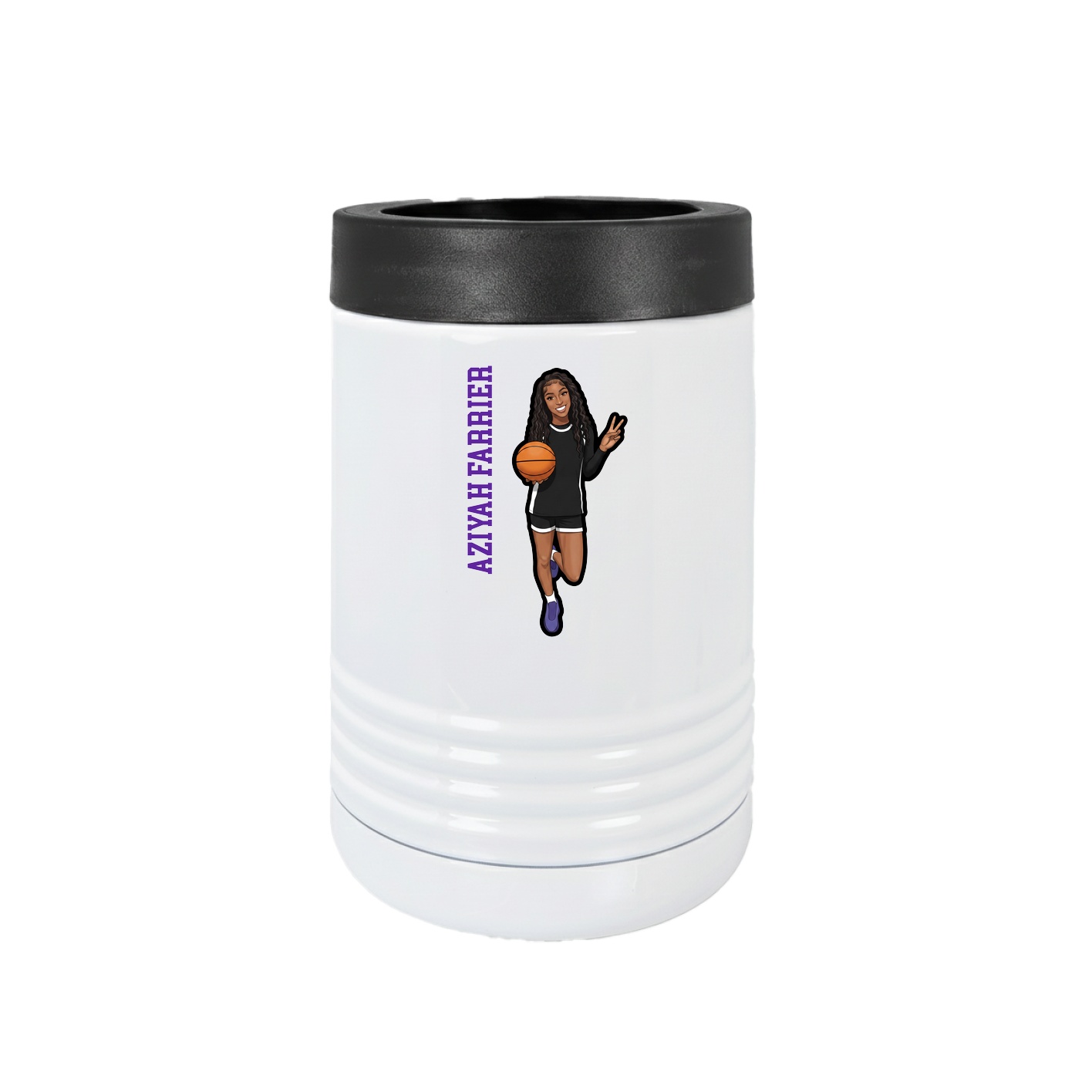 Beverage Holder — Name Vertical in White