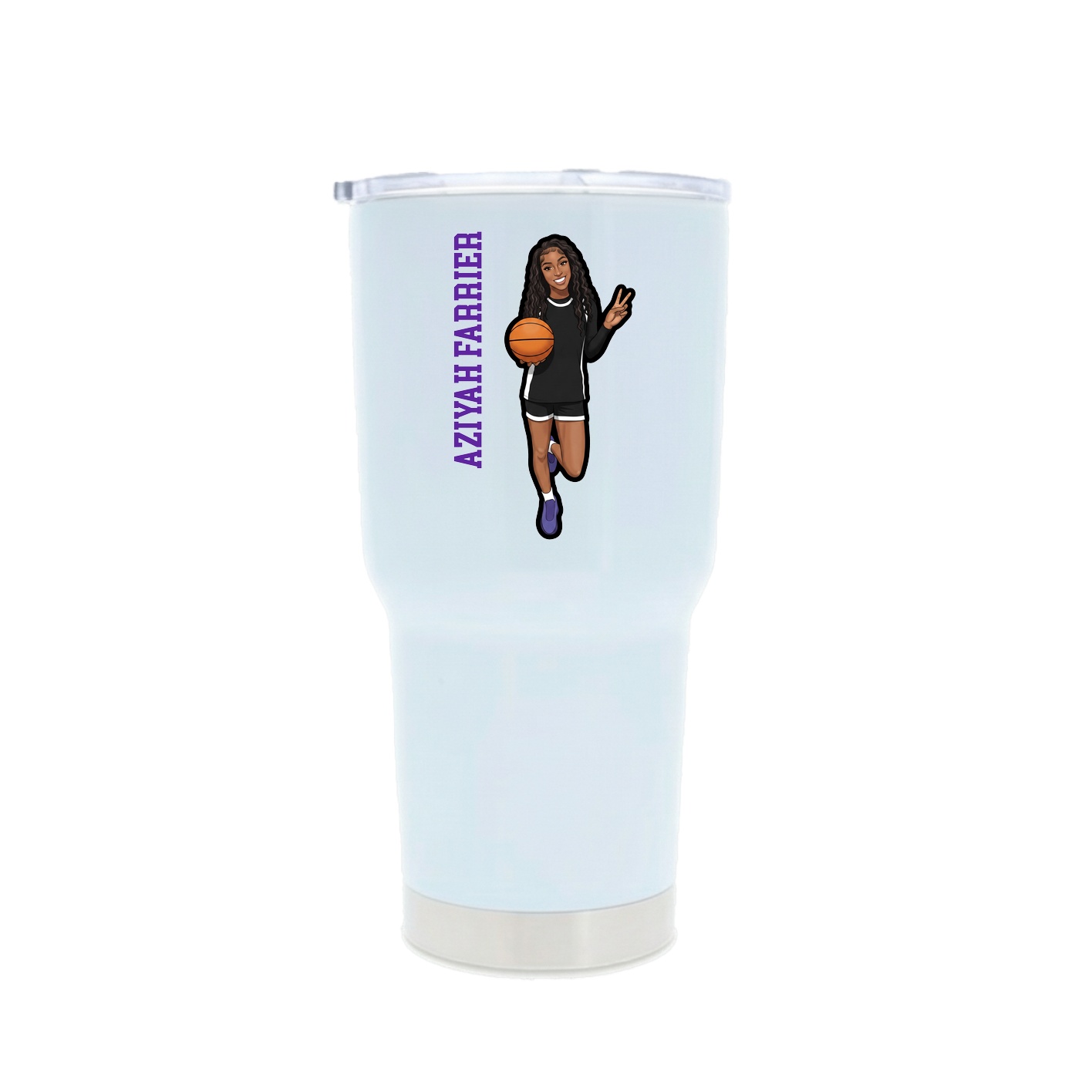30oz Stainless Steel Tumbler — Name Vertical in White