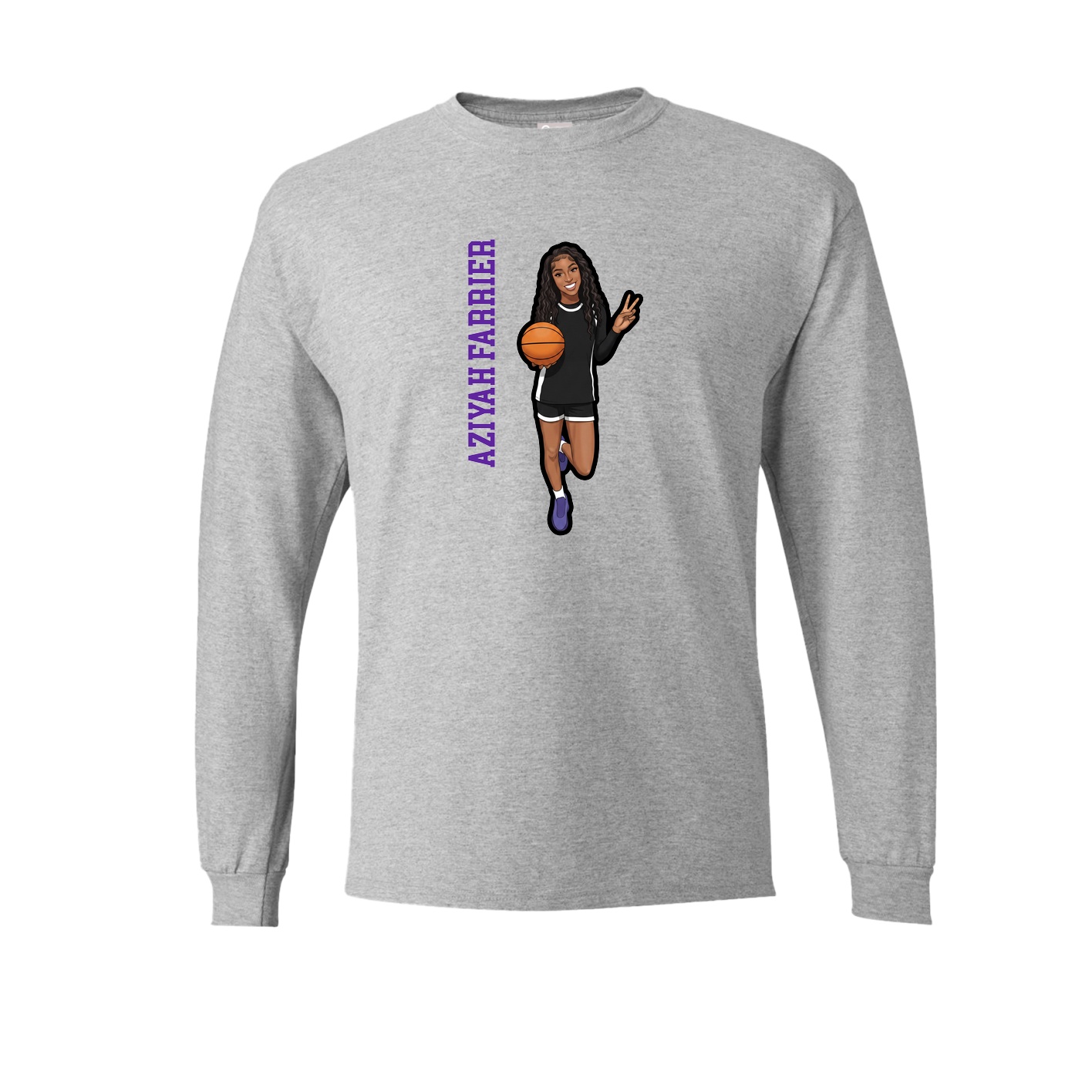 Long Sleeve Tee — Name Vertical in Grey