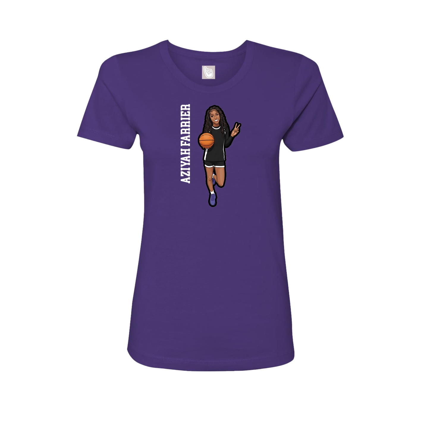 Womens Tee — Name Vertical in Purple