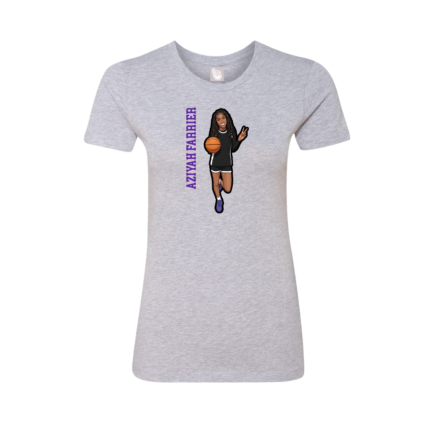 Fitted Women's Tee — Name Vertical in Grey