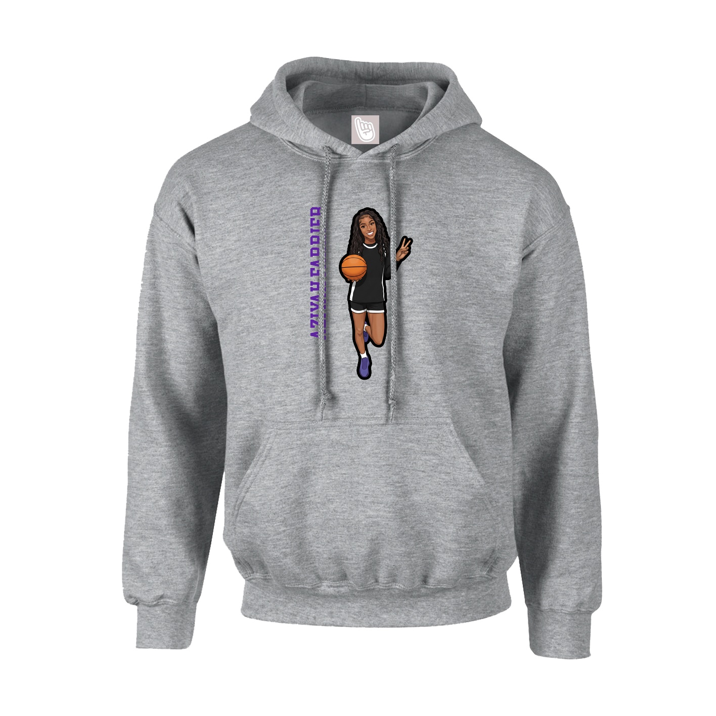 Hoodie — Name Vertical in Grey