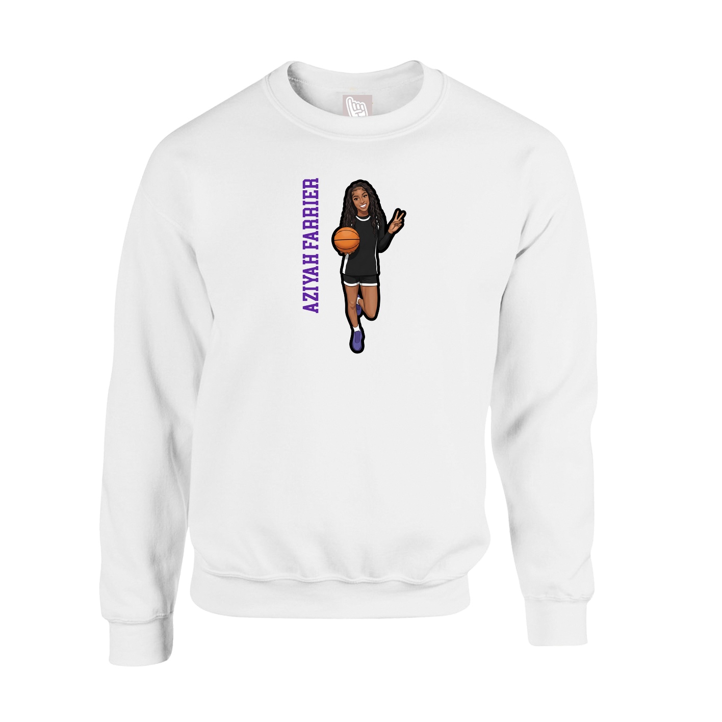 Fleece Crew — Name Vertical in White