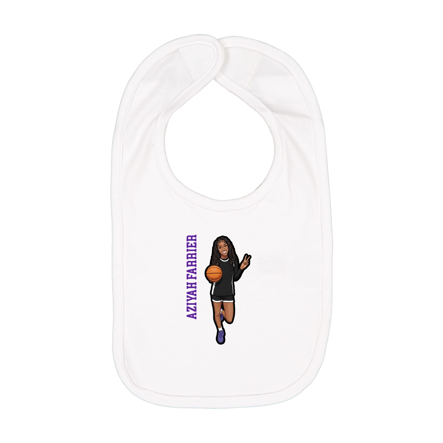 Infant Bib — Name Vertical in White