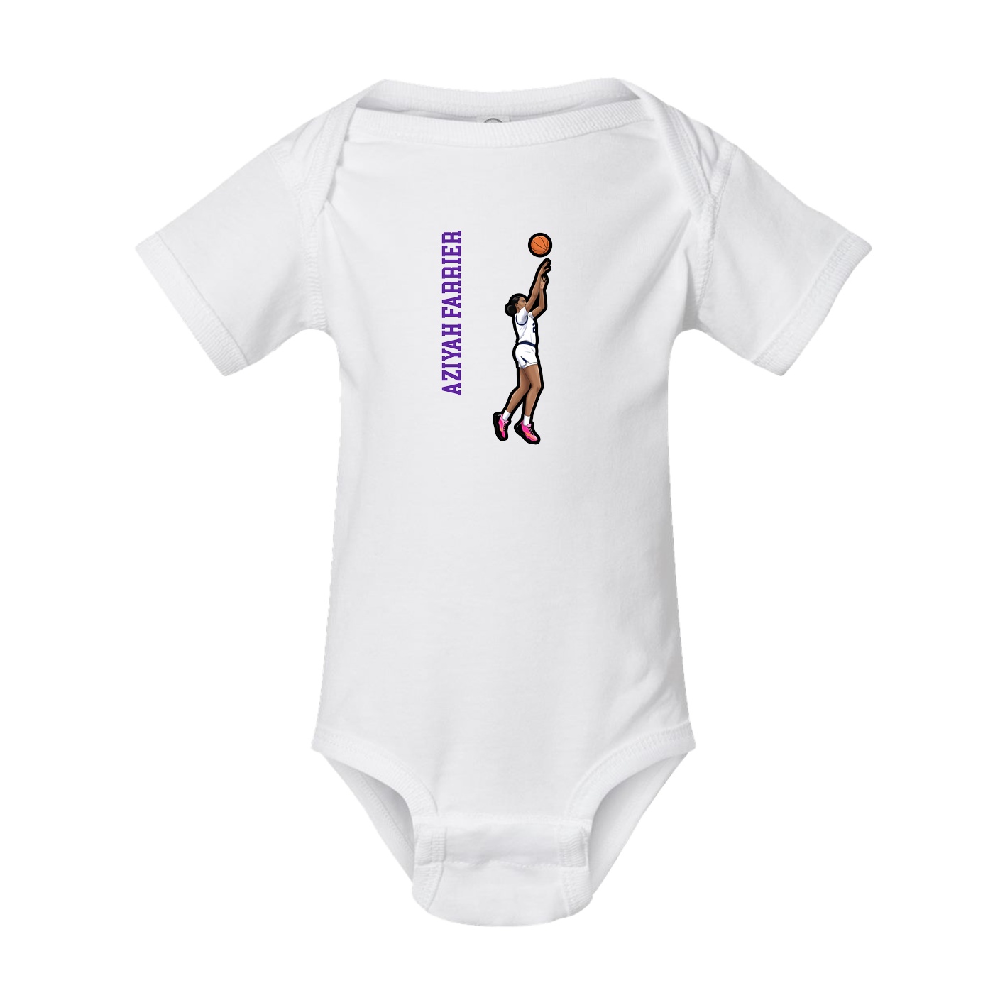 Baby Onesie — Name Vertical in White