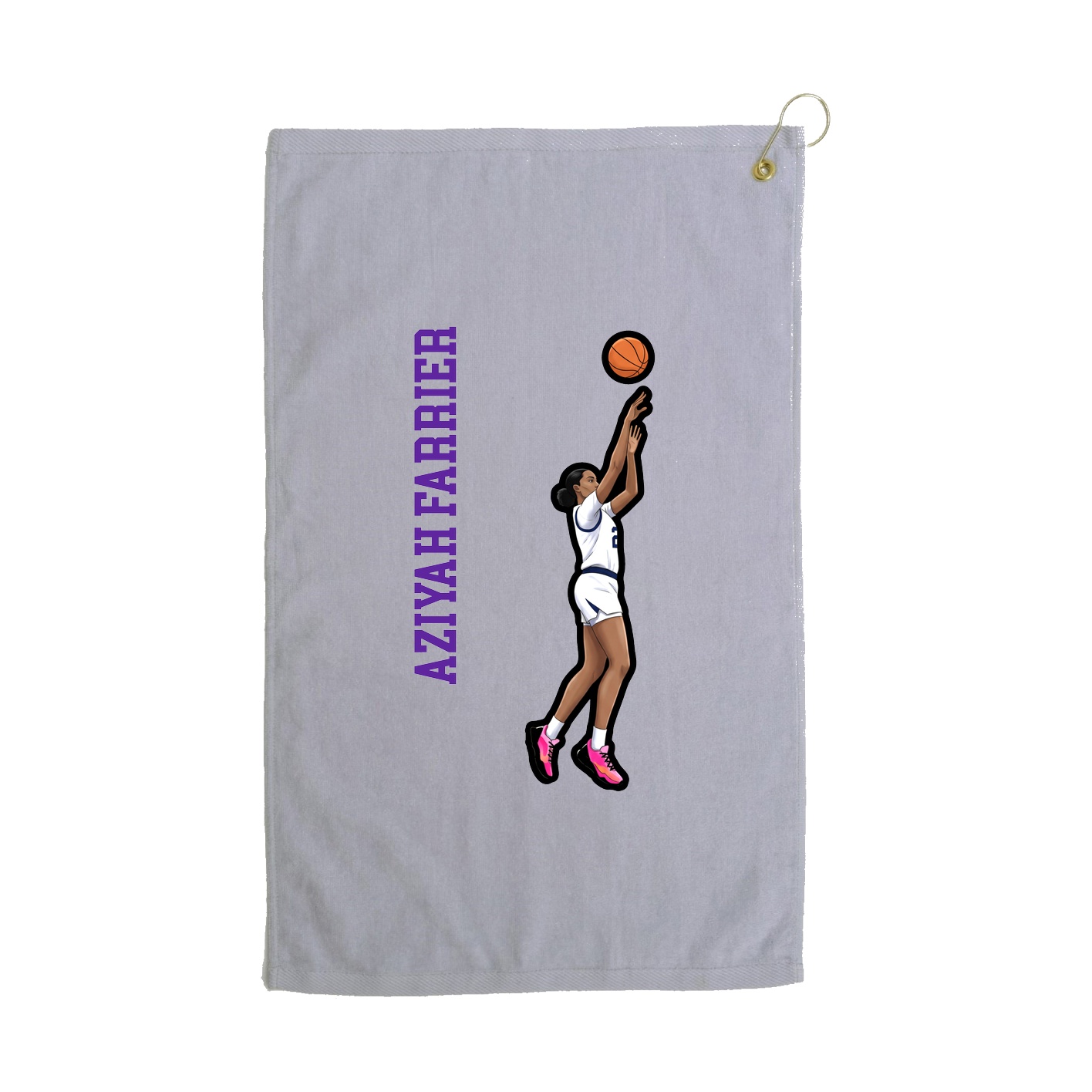 Golf Towel — Name Vertical in Grey