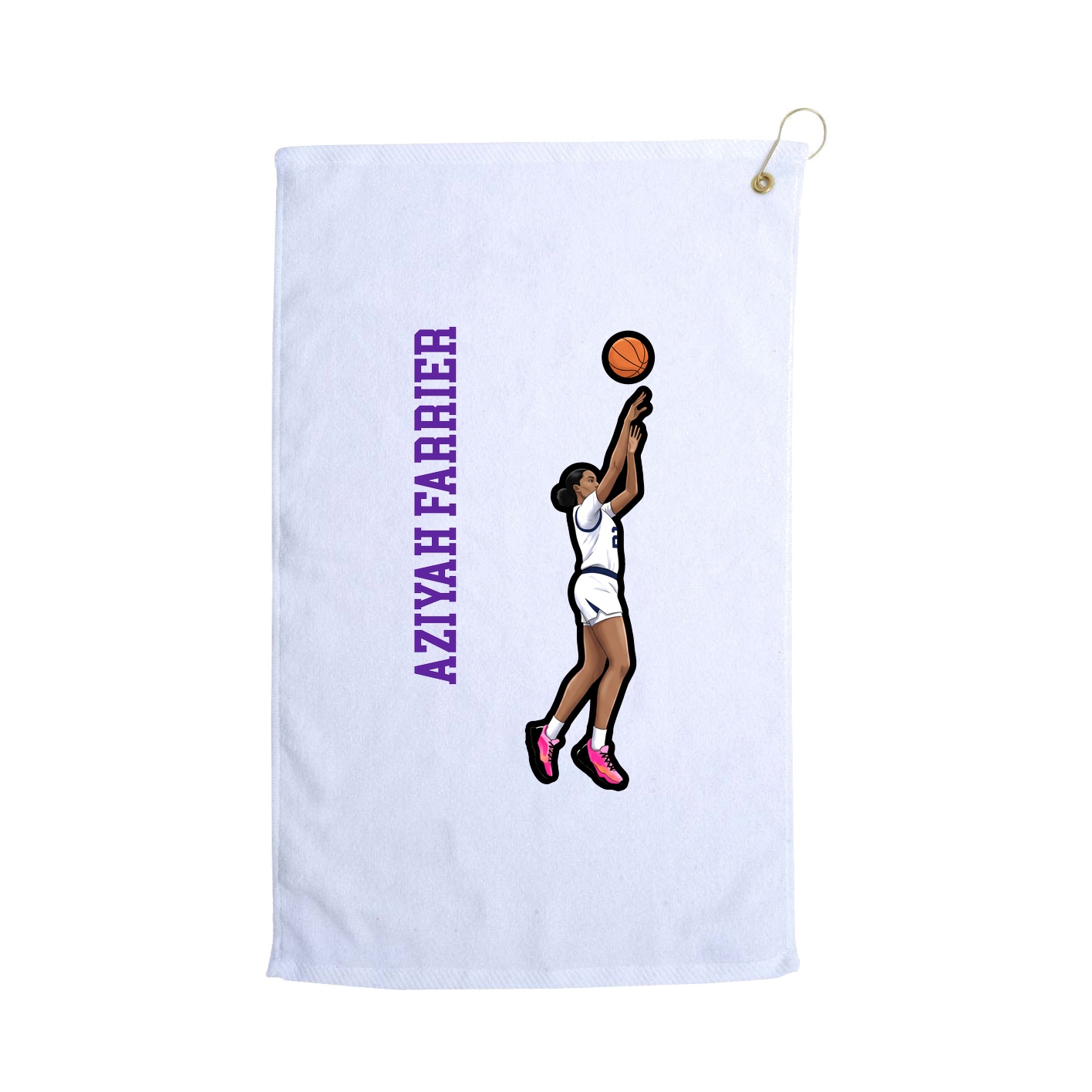 Golf Towel — Name Vertical in White