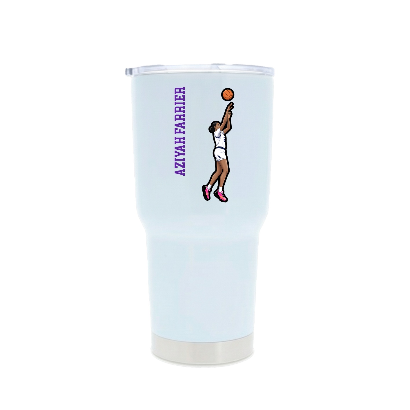 30oz Stainless Steel Tumbler — Name Vertical in White