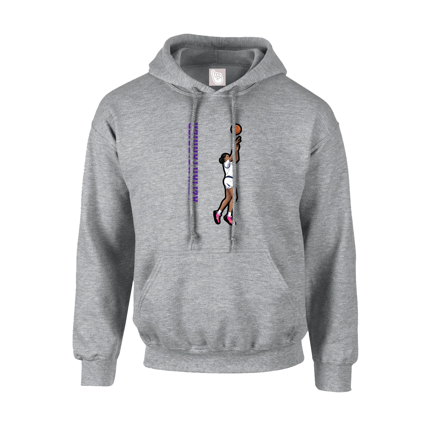 Hoodie — Name Vertical in Grey