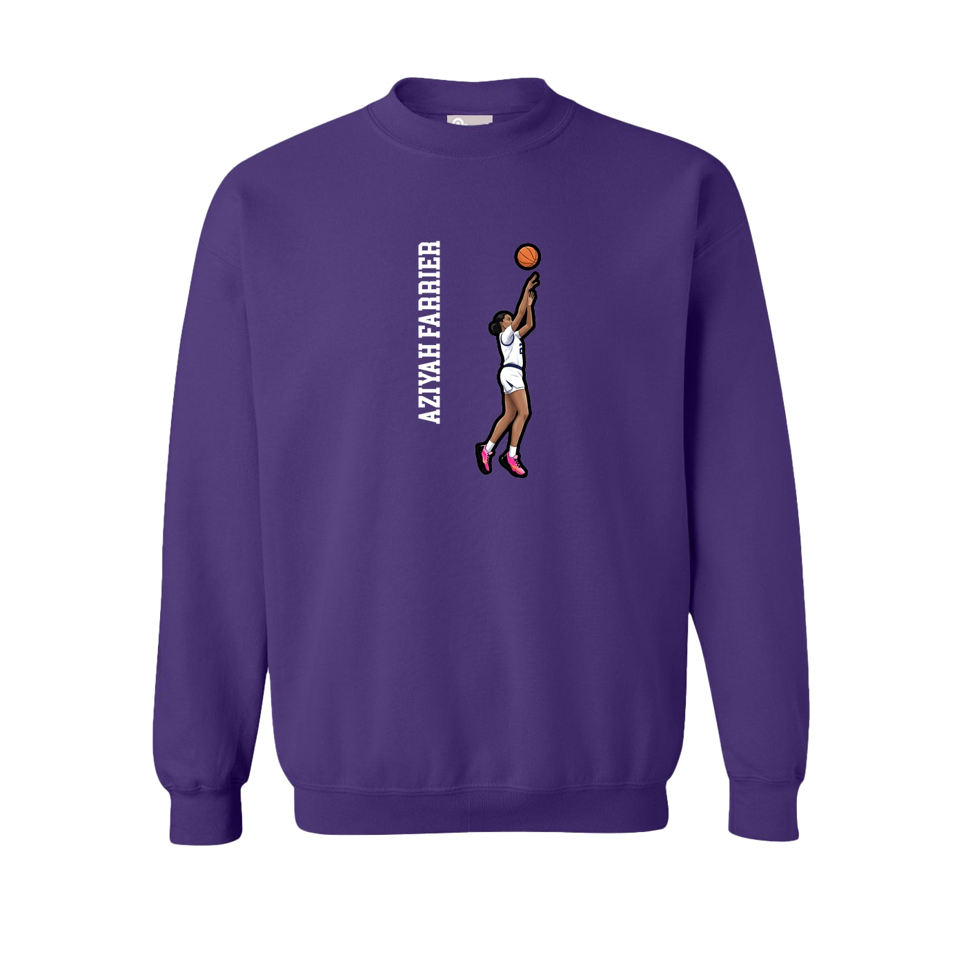 Fleece Crew — Name Vertical in Purple
