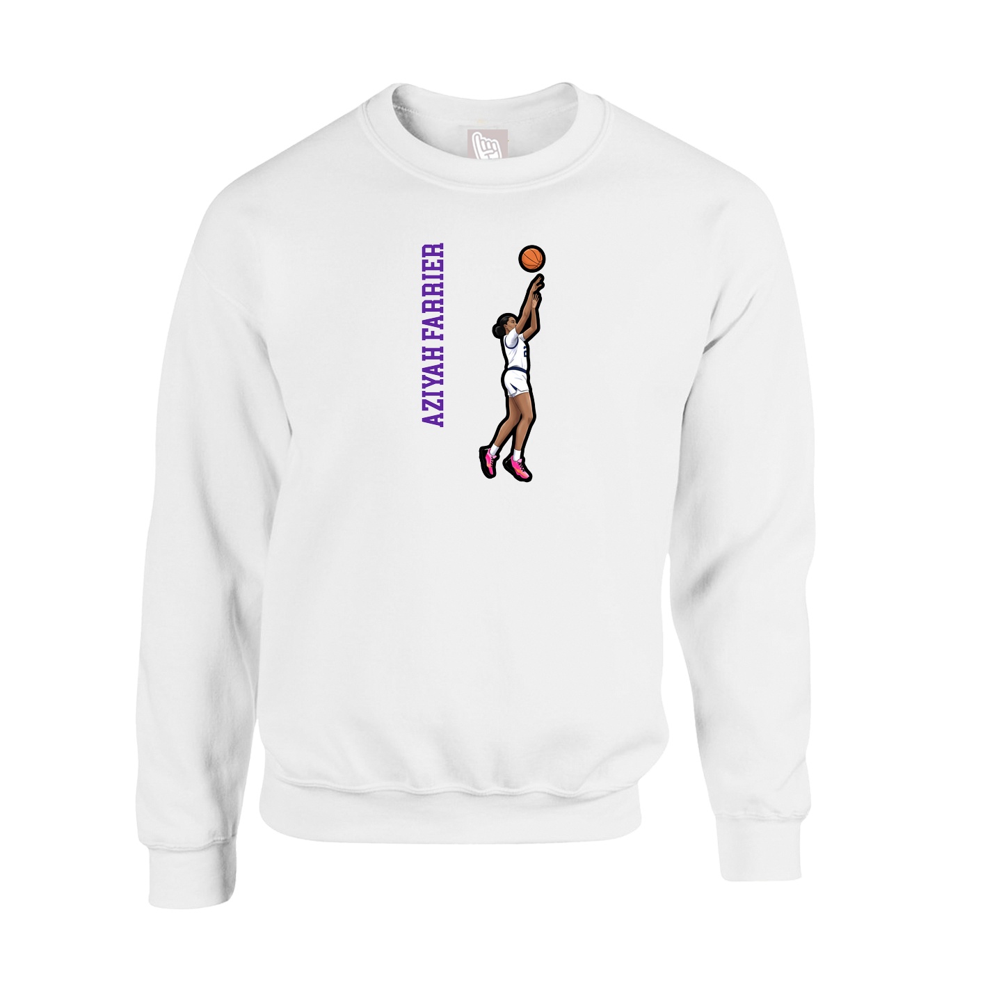 Fleece Crew — Name Vertical in White