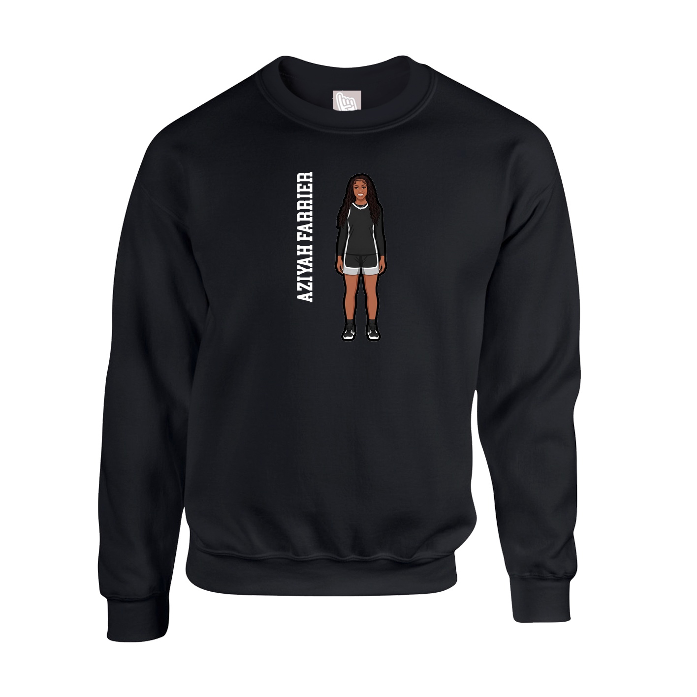 Fleece Crew — Name Vertical in Black