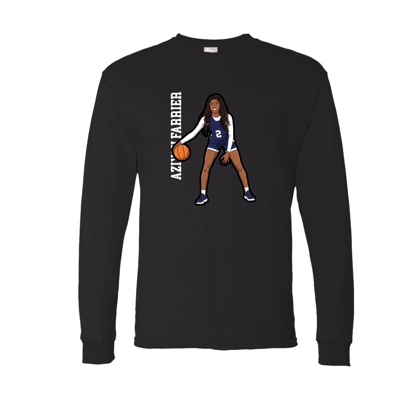 Long Sleeve Tee — Name Vertical in Black