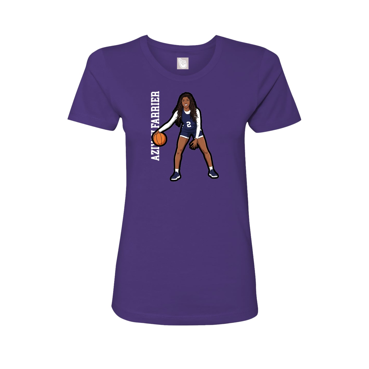 Womens Tee — Name Vertical in Purple