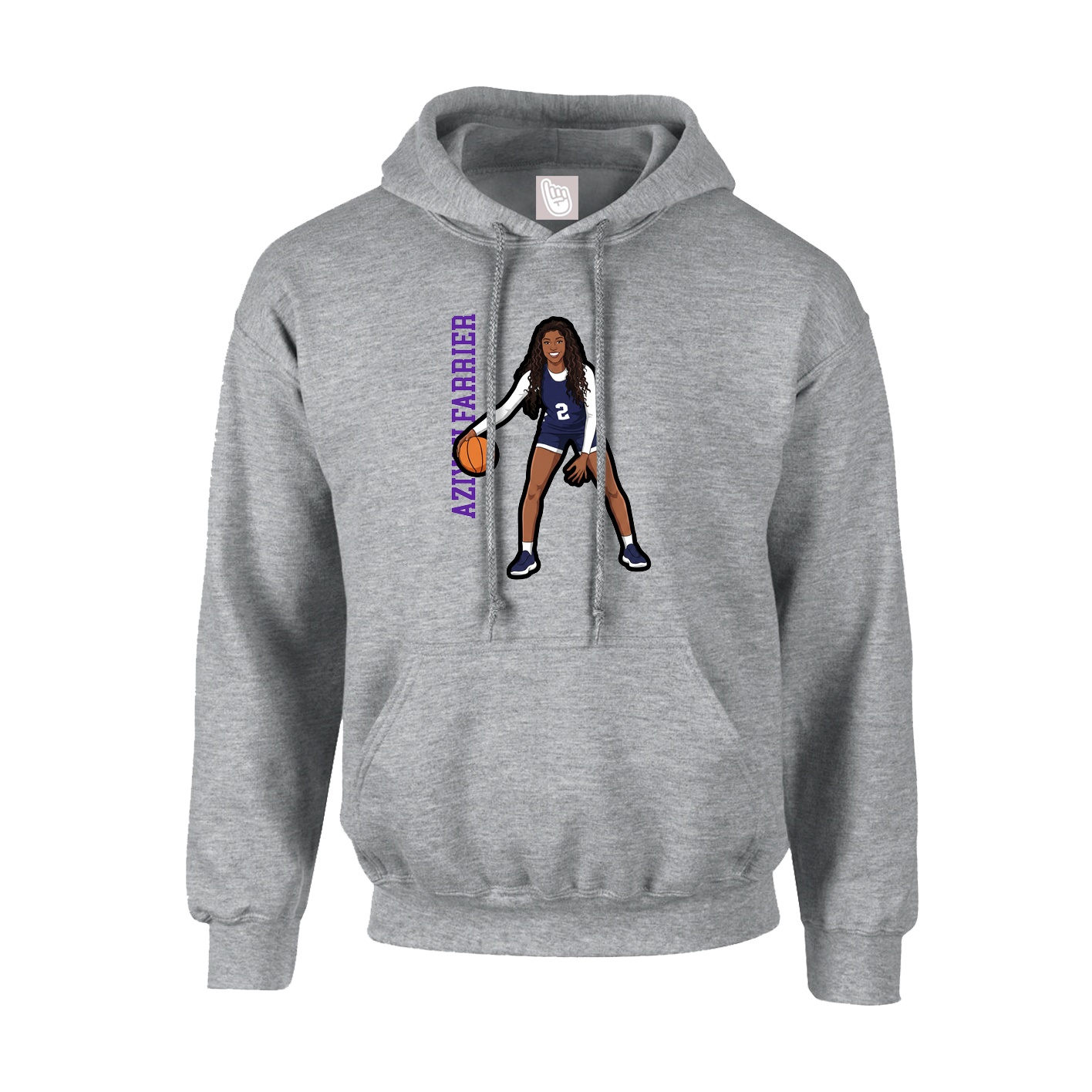 Youth Hoodie — Name Vertical in Grey