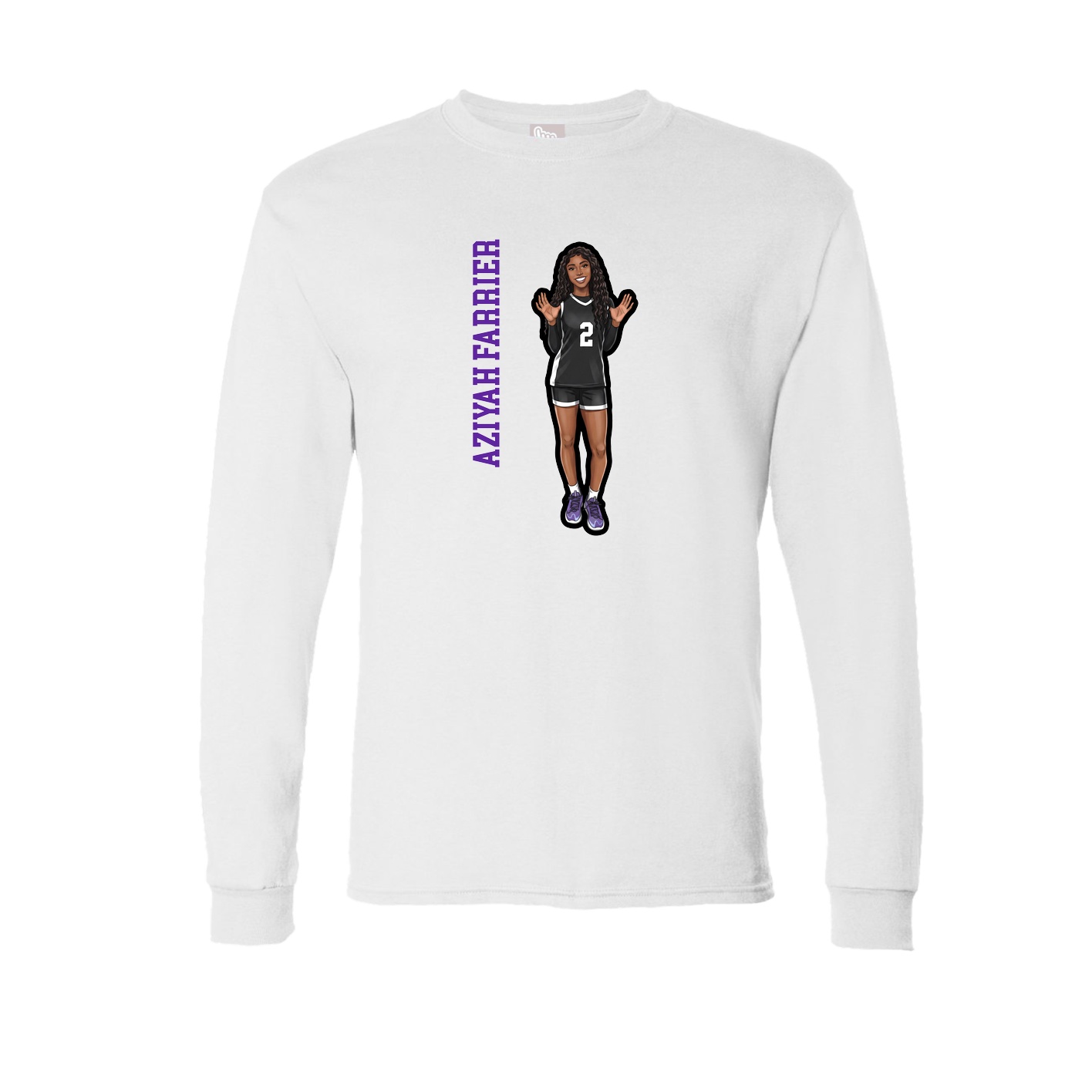 Long Sleeve Tee — Name Vertical in White