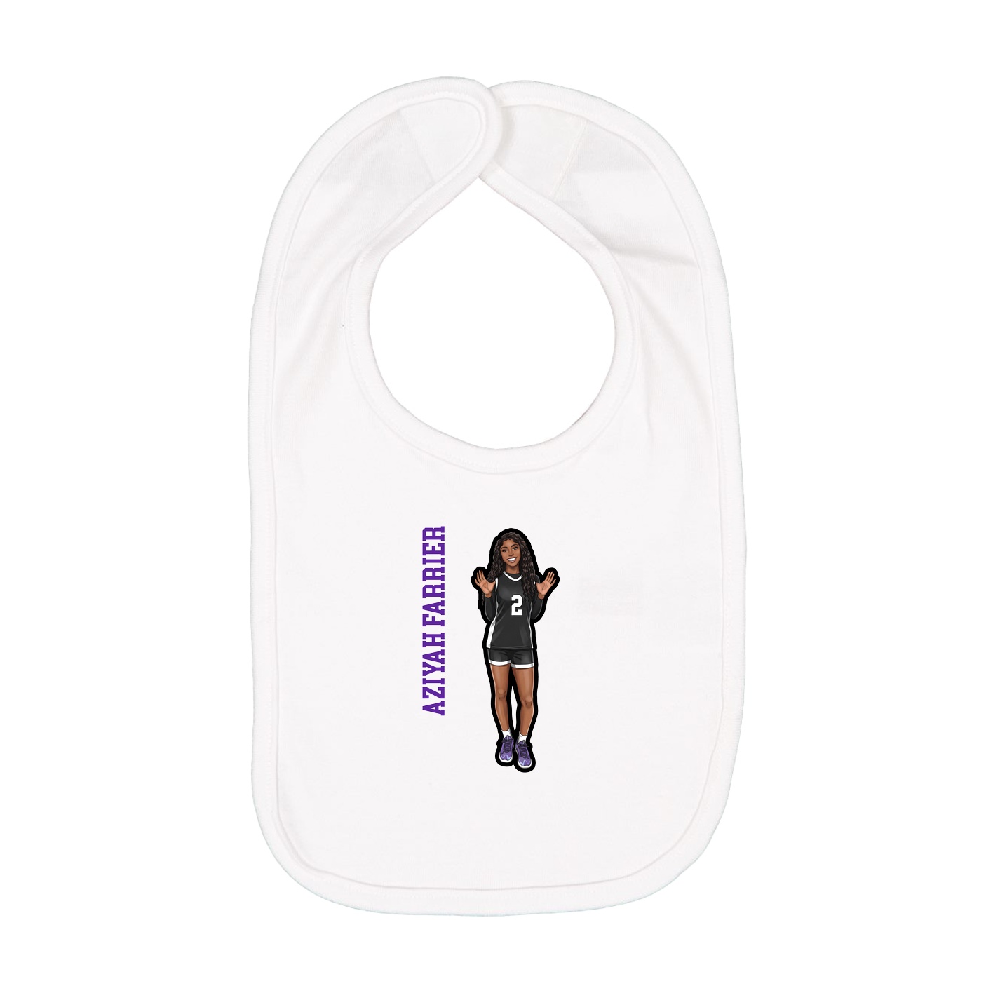 Infant Bib — Name Vertical in White