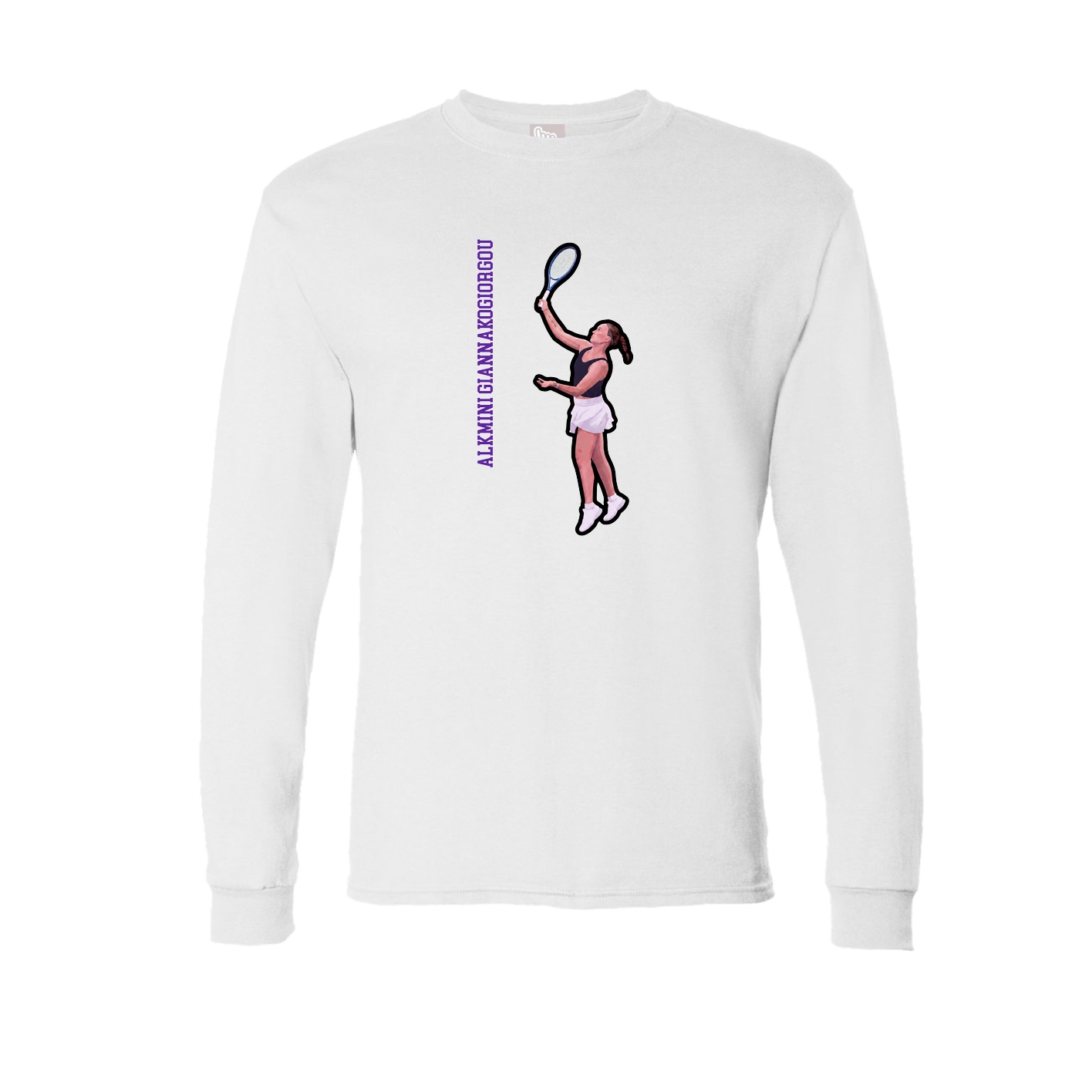 Long Sleeve Tee — Name Vertical in White